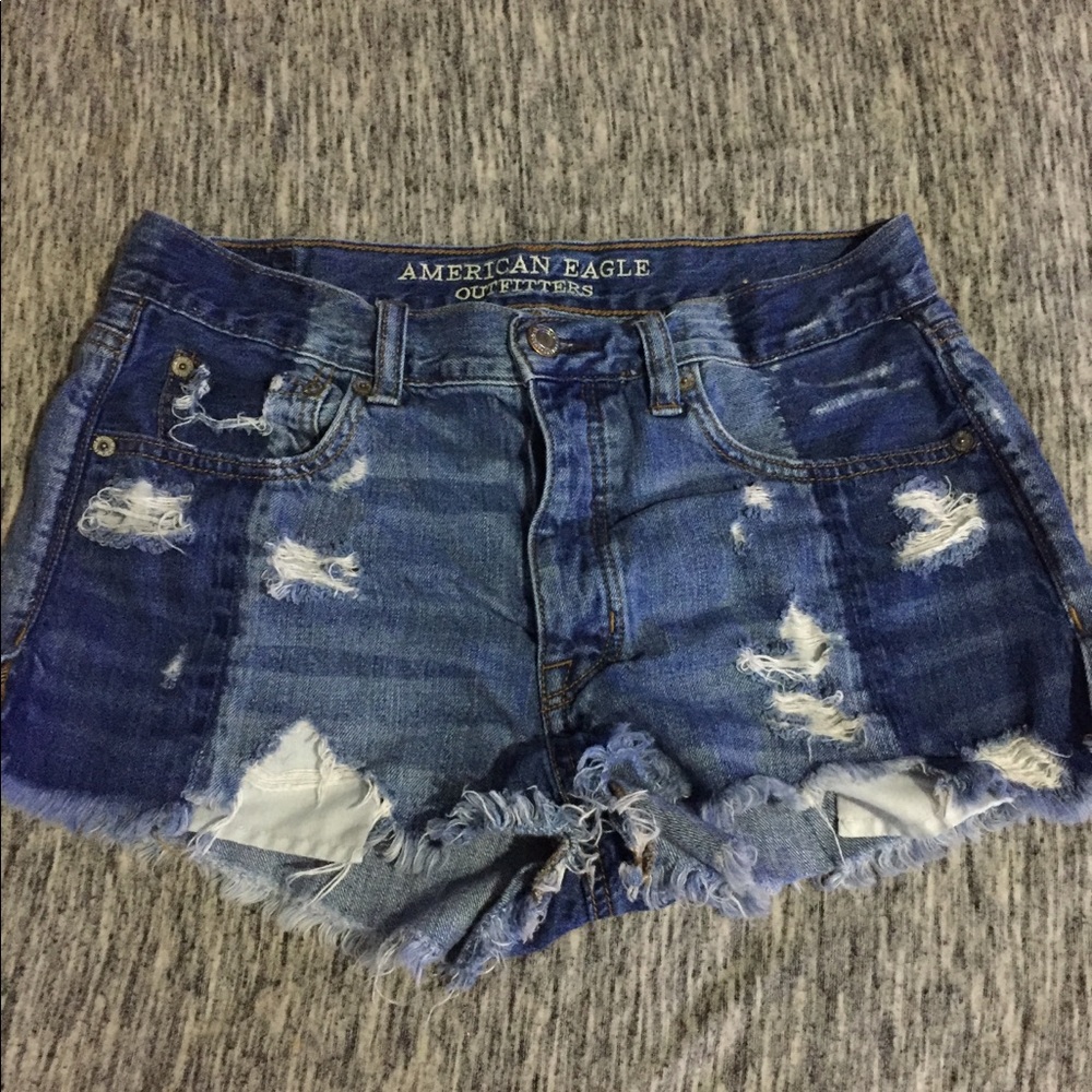 Distressed jean shorts